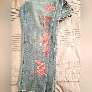 Chico's Floral Embroidery Girlfriend Jeans